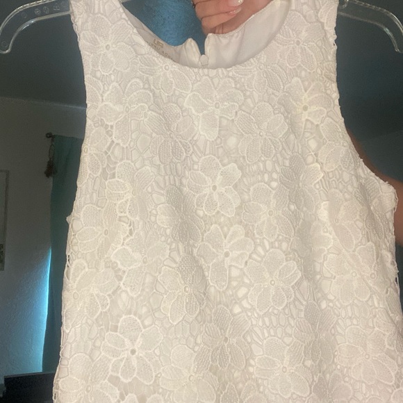 Amanda Uprichard Womens Round Neck Laser Cut Sheath Dress White Small - Picture 6 of 13